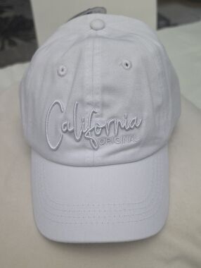 Robin Ruth White Baseball Cap with Embroidered California Original 100% Cotton